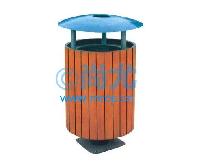 国产带底座钢木垃圾桶(Φ450*H900mm) -点击放大