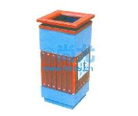 国产蓝色上投式钢木垃圾桶(L350*W350*H900mm) -点击放大