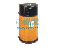 国产半圆形钢木垃圾桶(L400*W300*H805mm) -点击放大